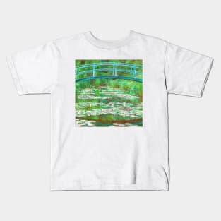 Claude Monet Japanese Footbridge famous art painting Kids T-Shirt